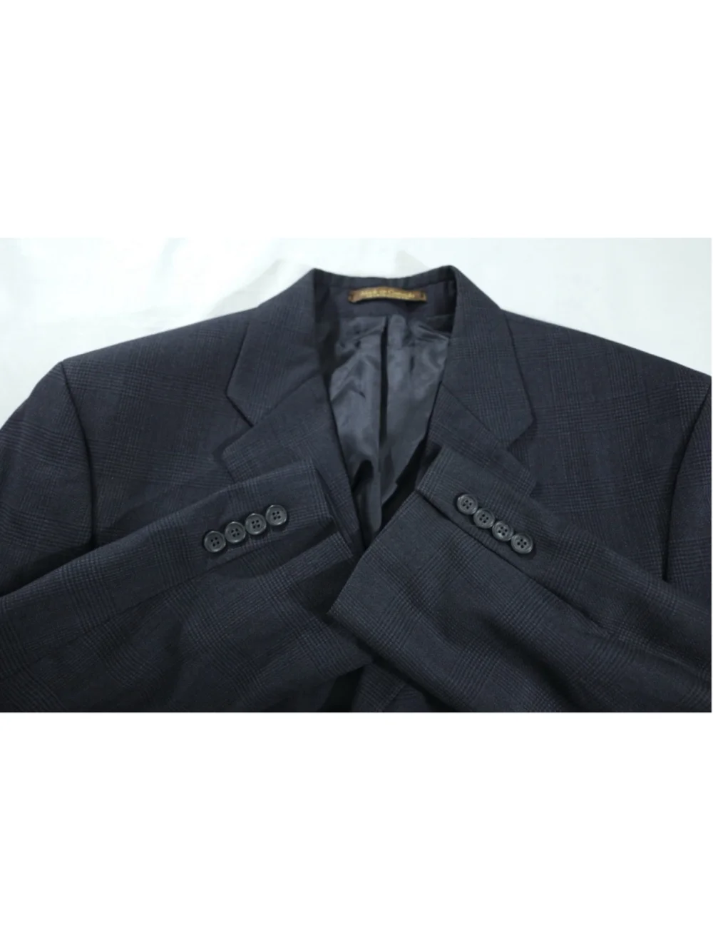 Vtg Chaps Ralph Lauren Blazer Mens 42R Charcoal GrayGlen Plaid Wool Canada 3-Btn
